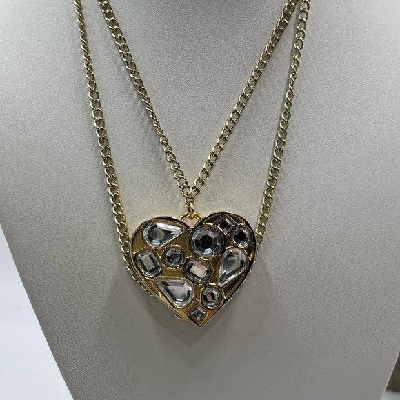 Juicy Couture VIVA LA JUICY Perfume Makeup Heart Locket Rhinestone Necklace - Picture 1 of 16